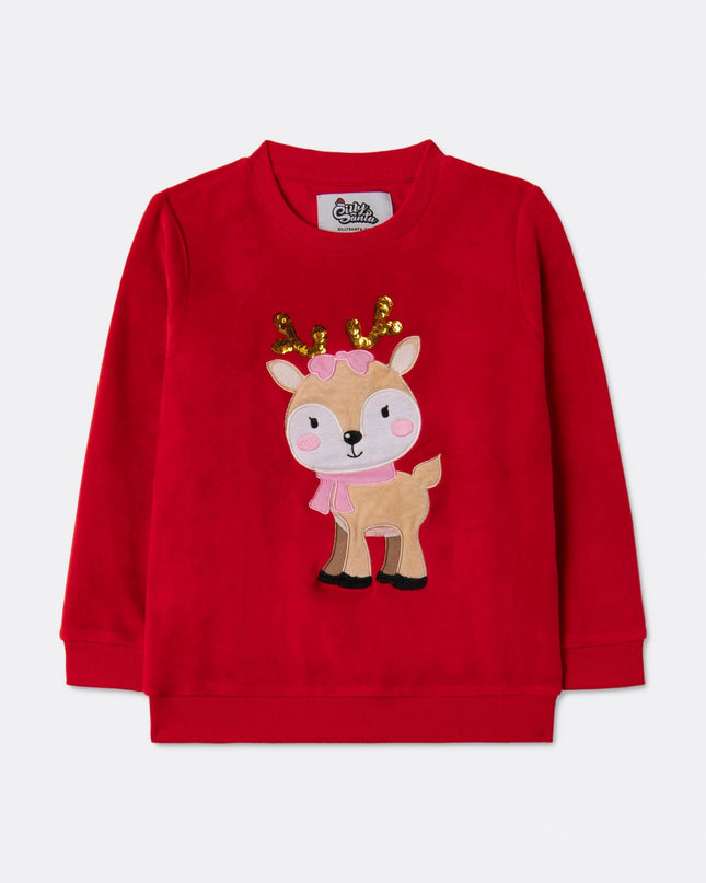 Kids' Red Reindeer Christmas Sweater
