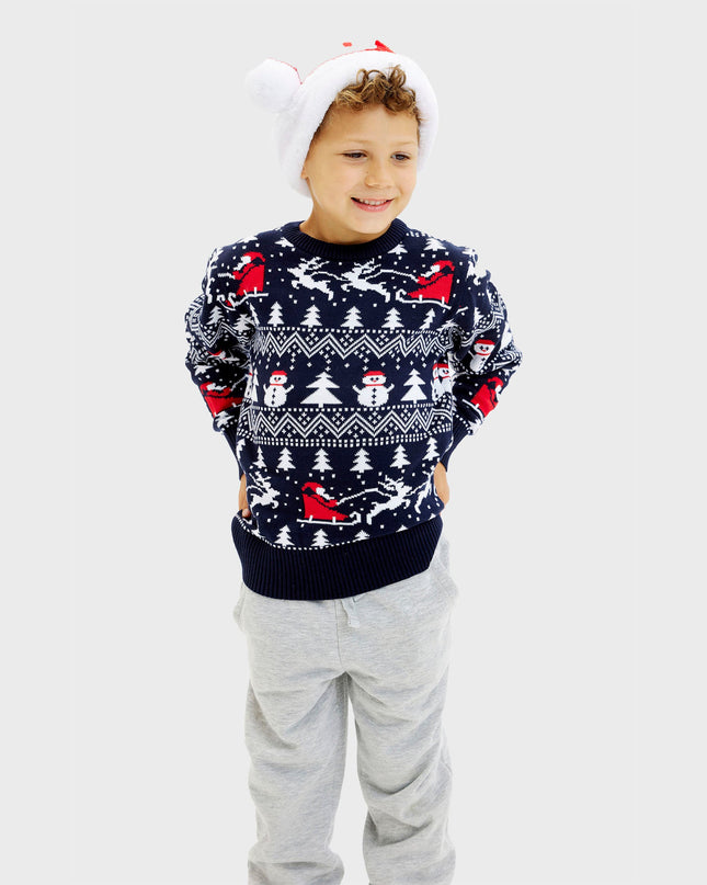 Stylish Navy Christmas Sweater for Kids