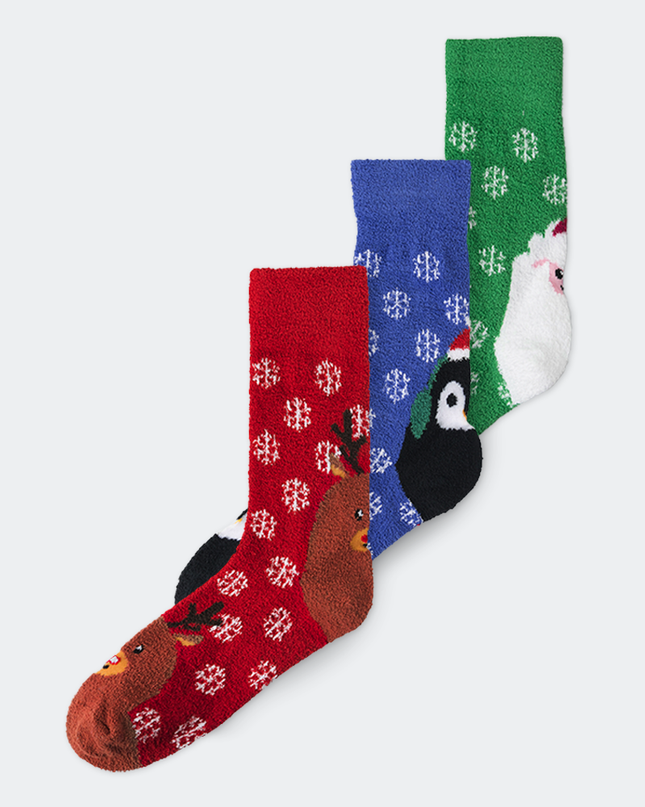 Kids' Fluffy Christmas Socks (3-pack)