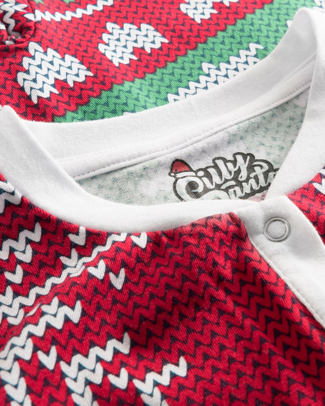 Kids' Red Knit Print Overall Christmas Pyjamas