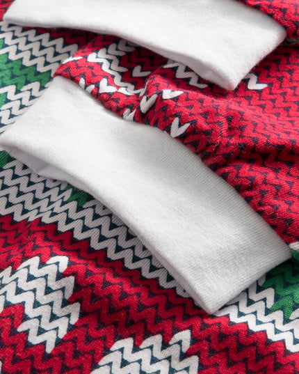 Lasten punaiset neuleiset painokuvioitu joulupukinpuvut