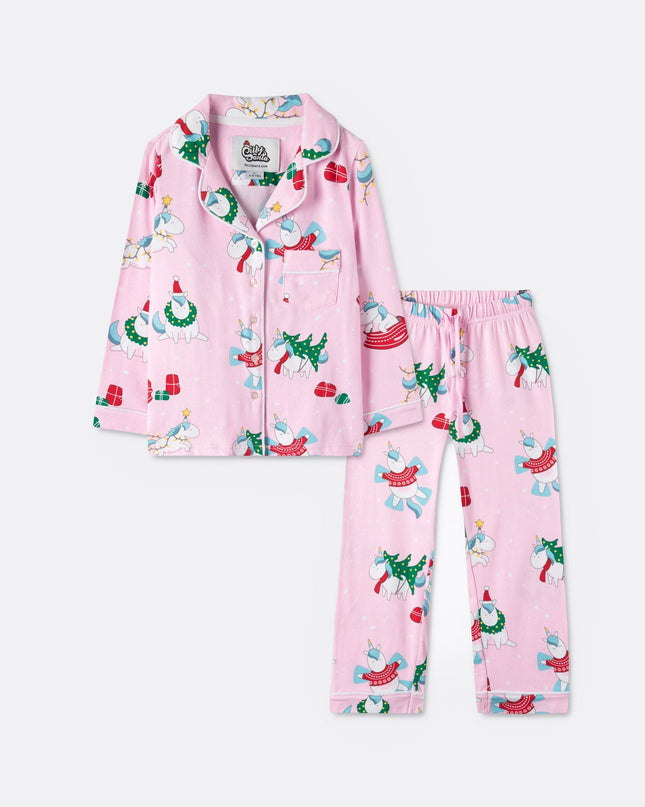 Kids' Unicorn Collared Christmas Pyjamas for Cozy Nights