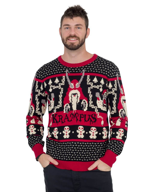 Krampus Knit Ugly Christmas Sweater for Fun