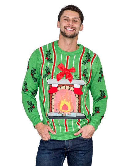 LED Fireplace Design Ugly Christmas Sweater