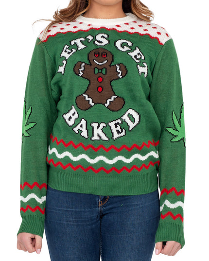 Women's Let's Get Baked Gingerbread Christmas Sweater
