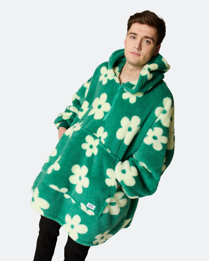 Flower Green Sherpa HappyHoodie