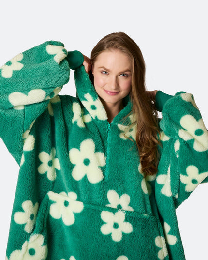 Flowers Green Teddy HappyHoodie for Spring Vibes