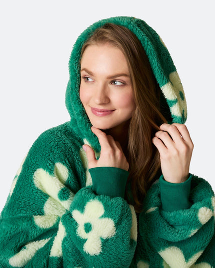 Flowers Green Teddy HappyHoodie for Spring Vibes