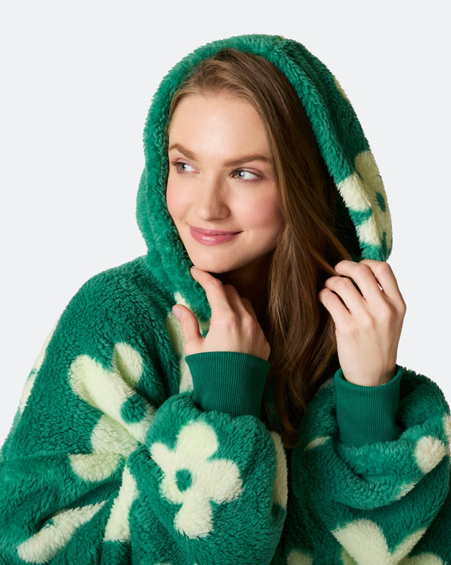 Flowers Green Teddy HappyHoodie for Spring Vibes