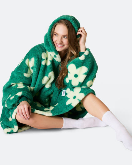 Flowers Green Teddy HappyHoodie for Spring Vibes