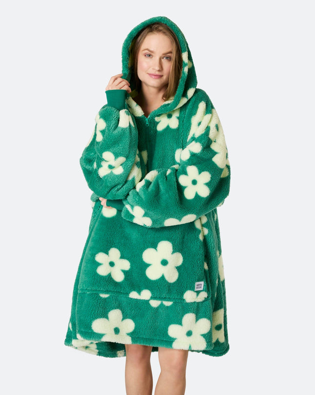 Flowers Green Teddy HappyHoodie for Spring Vibes