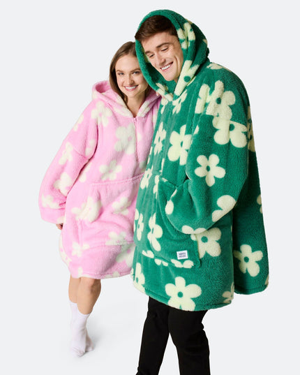 Flowers Green Teddy HappyHoodie for Spring Vibes