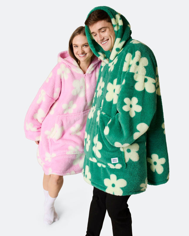 Flowers Green Teddy HappyHoodie for Spring Vibes