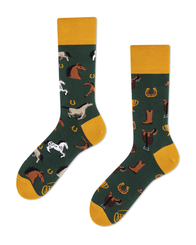 Many Mornings Zokni - Horse Derby Fun Socks for All Ages