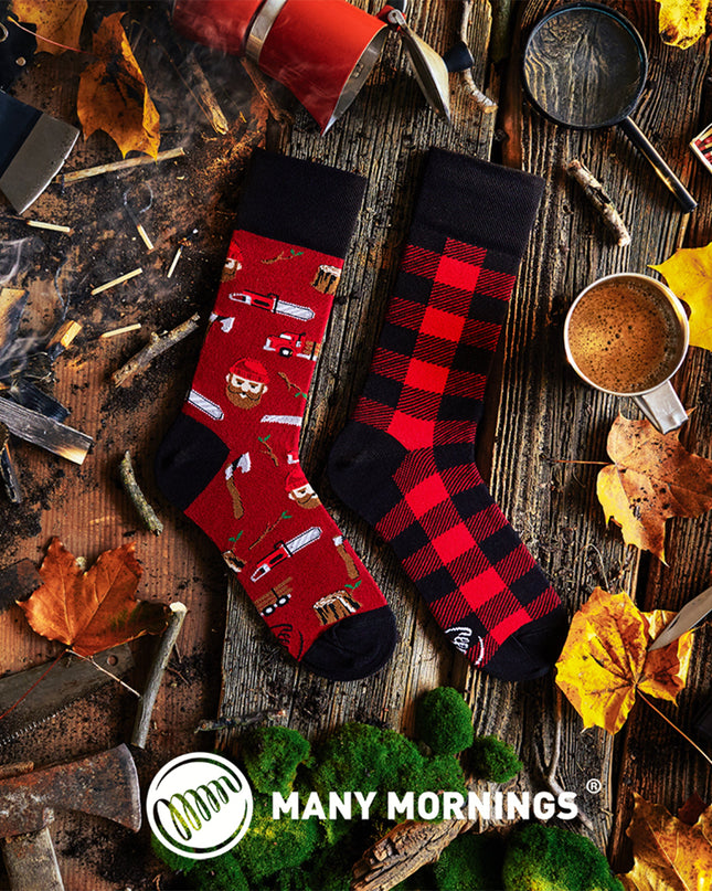 Many Mornings Zokni - Lumberjack Life Fun Socks for Everyone