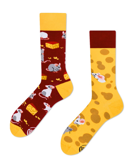 Many Mornings Zokni - Mouse and Cheese Fun Socks for All Ages