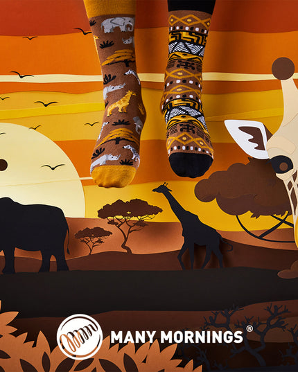 Many Mornings Zokni - Safari Trip Fun Socks for All Ages