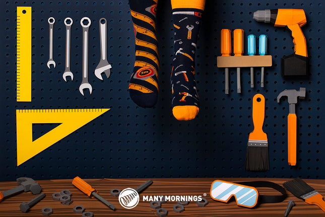 Many Mornings Zokni - The Handyman Fun Socks Collection