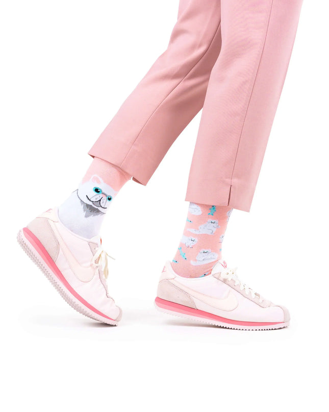 Many Mornings Zokni - White Cat Socks for Adults and Kids