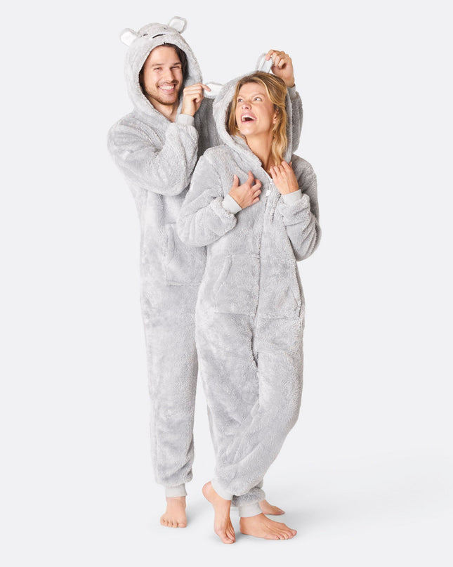 Men's Grey Teddy Bear Onesie