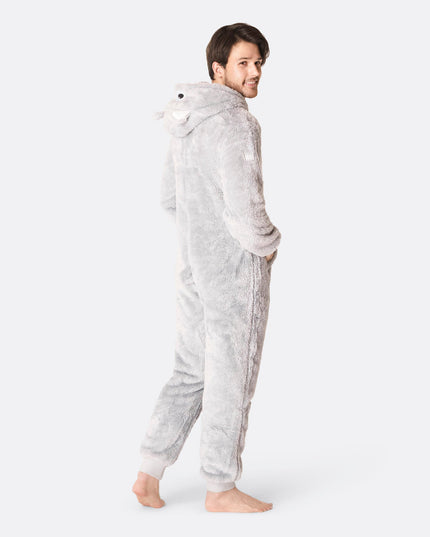 Men's Grey Teddy Bear Onesie