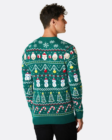 Men's Striped Green Christmas Sweater