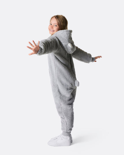 Kids' Grey Teddy Bear Christmas Bodysuit