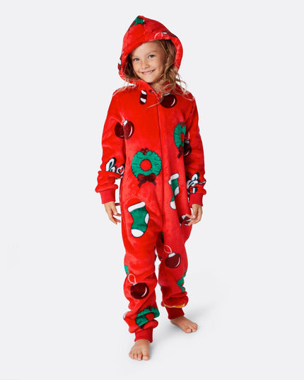 Kids' Red Hohoho Christmas Onesie