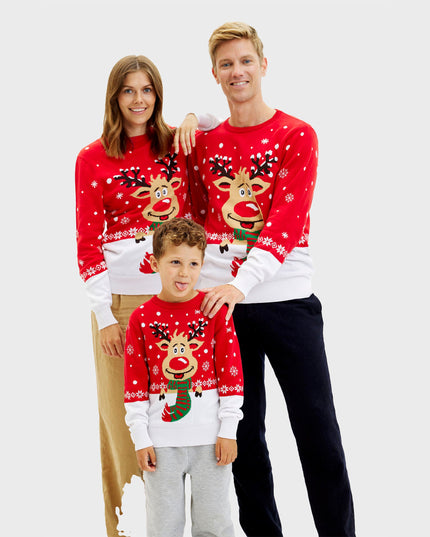 Rudolph Red Christmas Sweater for Women - Family Holiday Style