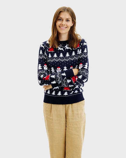 Stylish Navy Christmas Sweater for Women
