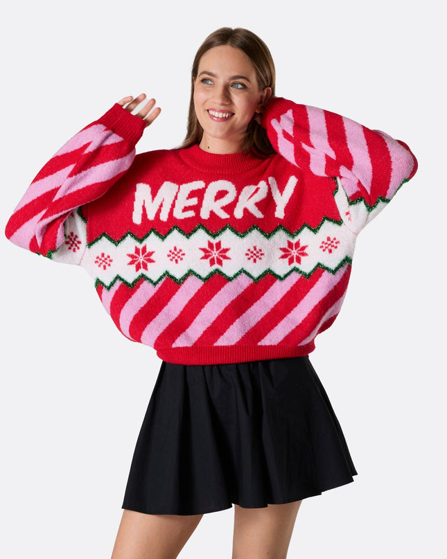 Women's Merry Xmas Oversized Christmas Sweater for Comfort