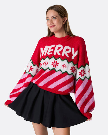 Women's Merry Xmas Oversized Christmas Sweater