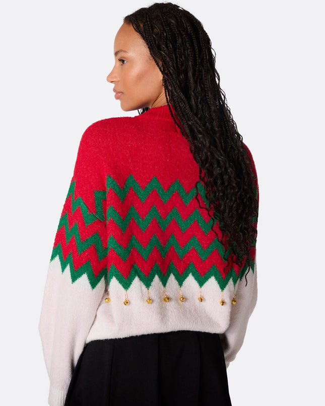 Women's Jingle Bells Oversized Christmas Sweater for Festivity
