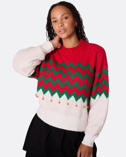 Women's Jingle Bells Oversized Christmas Sweater for Festivity