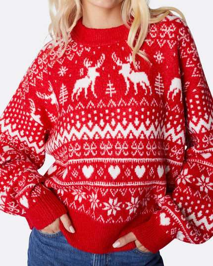 Women's Reindeer Oversized Christmas Sweater