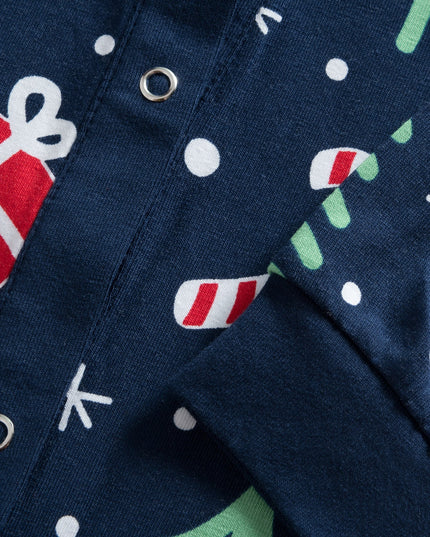 Kids Blue Christmas Pattern Overall Pyjamas