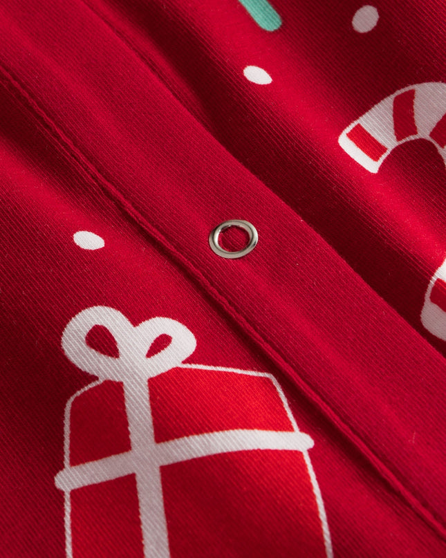 Kids' Red Christmas Pattern Overall Pajamas