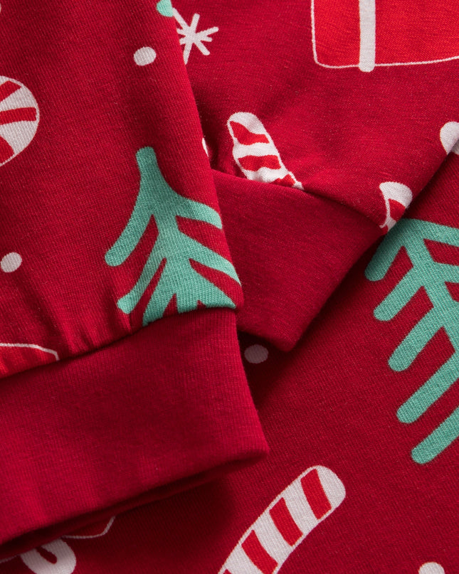 Kids' Red Christmas Pattern Overall Christmas Pyjamas
