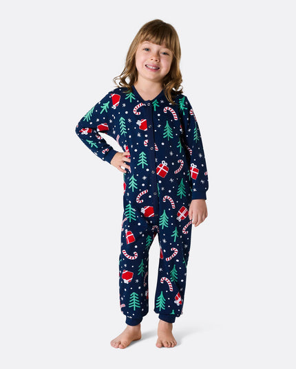 Blue Christmas Overall Pajamas for Kids