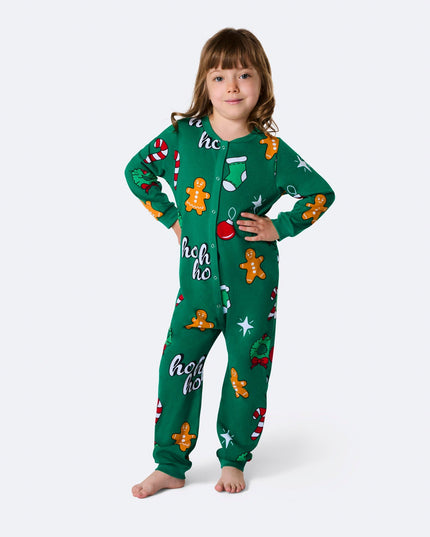 Kids' Green Hohoho Overall Christmas Pyjamas