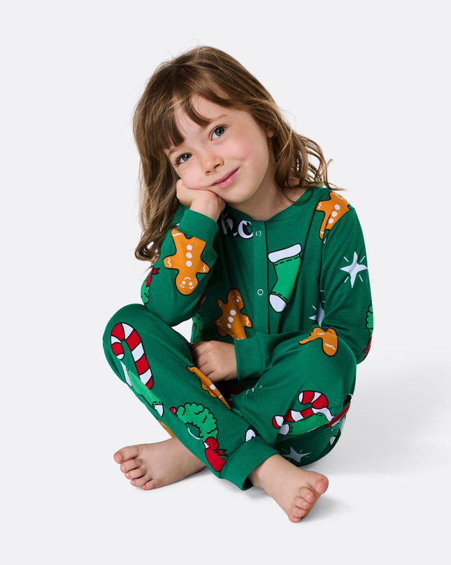 Kids' Green Hohoho Overall Christmas Pyjamas