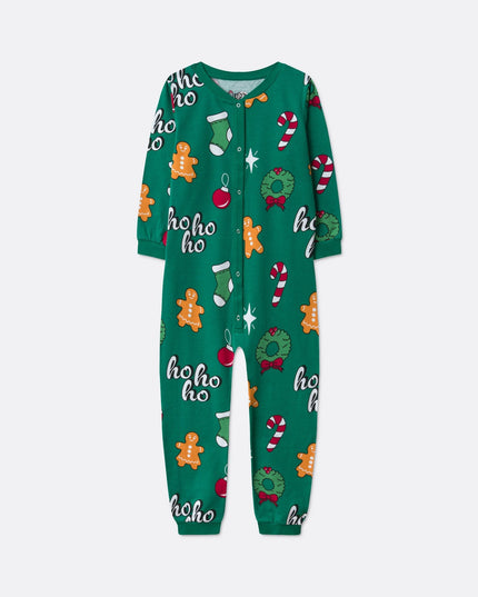 Kids' Green Hohoho Overall Christmas Pyjamas