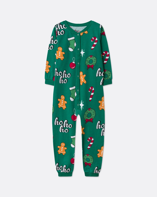Kids' Green Hohoho Overall Christmas Pyjamas