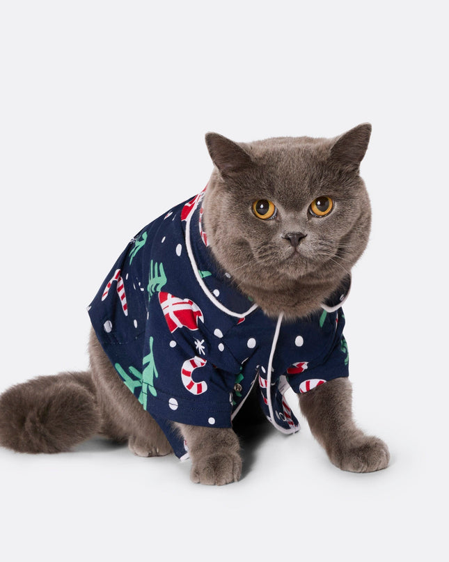 Cats' Blue Christmas Pattern Christmas Pyjamas