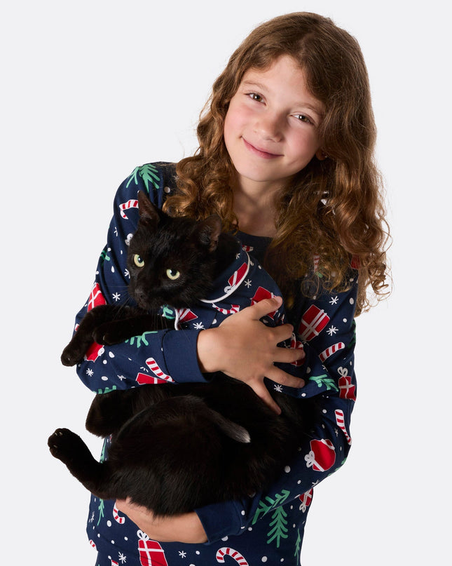 Cats' Blue Christmas Pattern Family Pajamas | Fun Holiday PJs