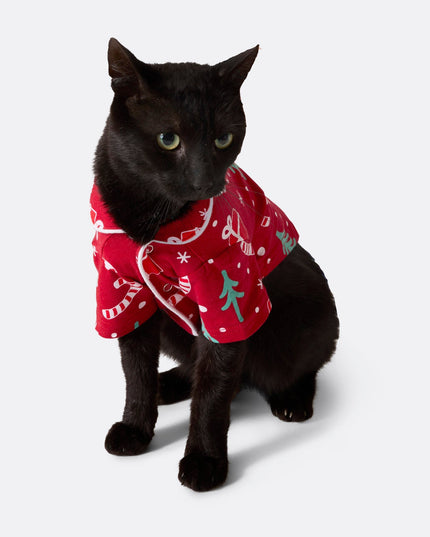 Cats' Red Christmas Pattern Christmas Pyjamas