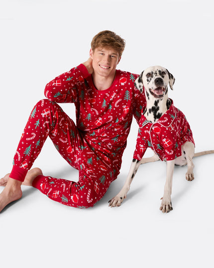Dogs Red Christmas Pattern Family Pyjamas