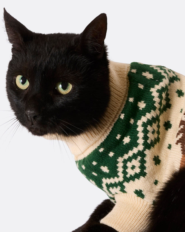 Cats' Green Retro Reindeer Christmas Sweater | Festive Family Wear