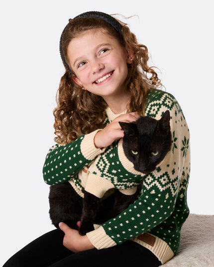 Cats' Green Retro Reindeer Christmas Sweater