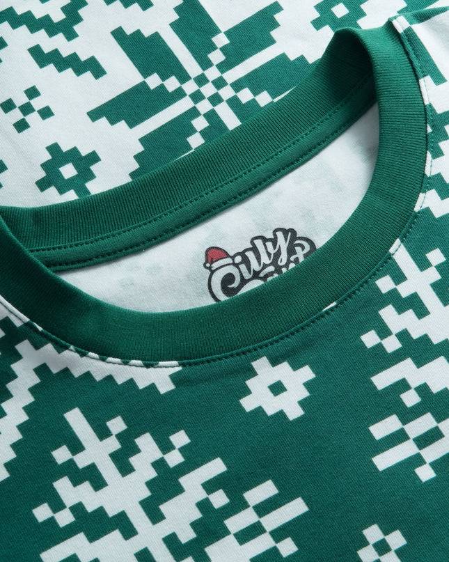 Green Knit Christmas Pajamas for Kids